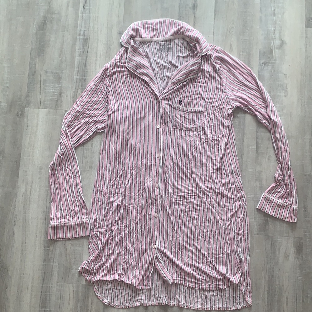 Victoria’s Secret Intimates Sleepwear Pink White Striped long Sleeve Size L